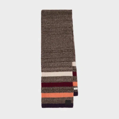 PAUL SMITH BROWN MOHAIR-BLEND STRIPE SCARF