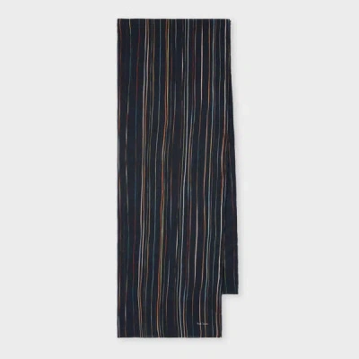 PAUL SMITH DARK BLUE 'SIGNATURE STRIPE' SCARF