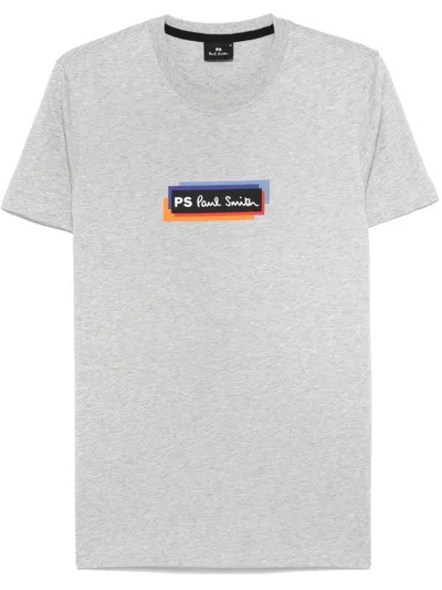 PAUL SMITH MEN GREY LOGO-PRINT T-SHIRT, S LUXURY T-SHIRTS FOR MEN DARVEYS
