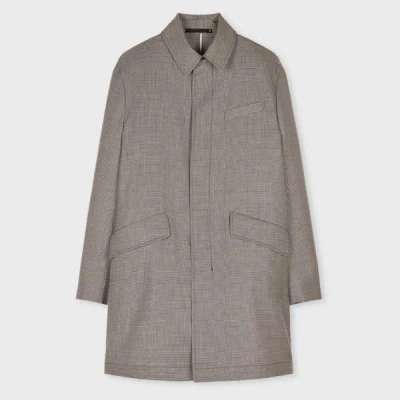 PAUL SMITH GREY OVERDYED MICRO-HOUNDSTOOTH WOOL MAC WHITE