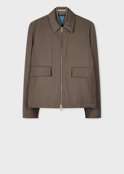 PAUL SMITH GREY WOOL 'STORM SYSTEM' ZIP JACKET