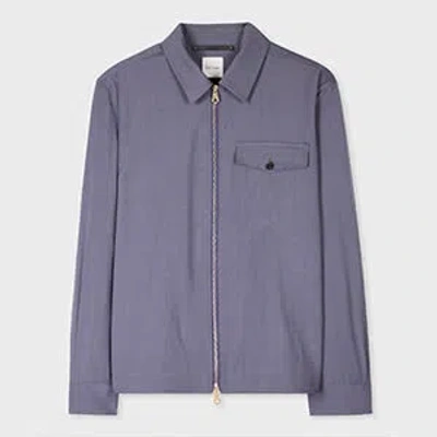 PAUL SMITH LAVENDER OVERDYED MELANGE WOOL ZIP JACKET PURPLE