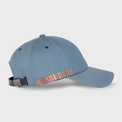 PAUL SMITH LIGHT BLUE 'SIGNATURE STRIPE' TRIM BASEBALL CAP