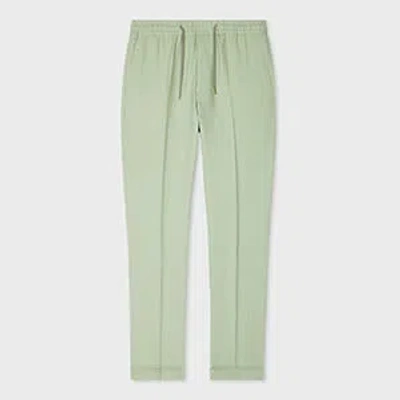 PAUL SMITH LIGHT GREEN LINEN DRAWSTRING TROUSERS