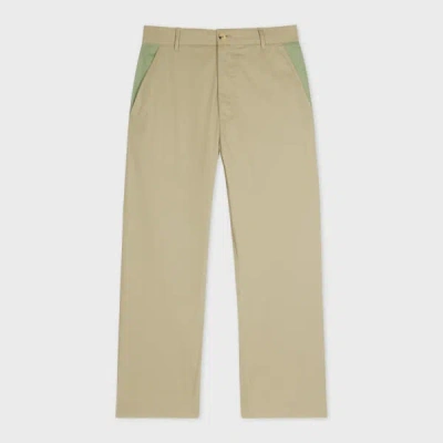 PAUL SMITH LIGHT KHAKI DOUBLE-FACE ELASTIC-BACK CHINOS GREEN