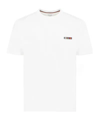 PAUL SMITH PAUL SMITH STRIPE TRIM EMBROIDERED CREWNECK T-SHIRT