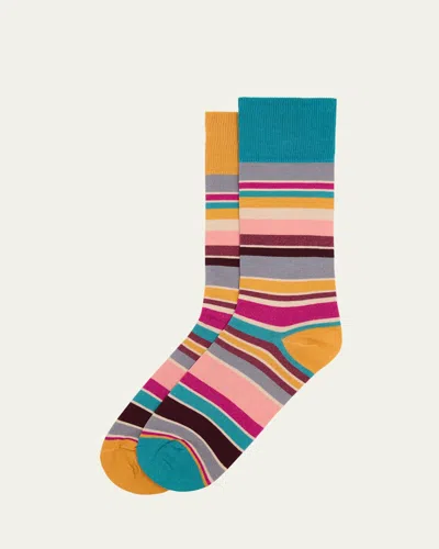 PAUL SMITH MEN'S JOAO ODD STRIPE CREW SOCKS