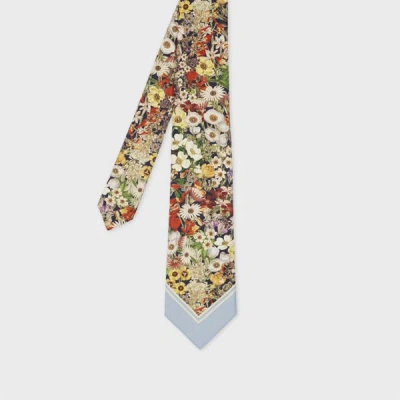 PAUL SMITH MULTICOLOUR SILK 'CLIFTON FLORAL' TIE BLUE