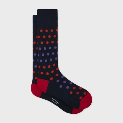 PAUL SMITH NAVY BLUE POLKA COTTON-BLEND SOCKS