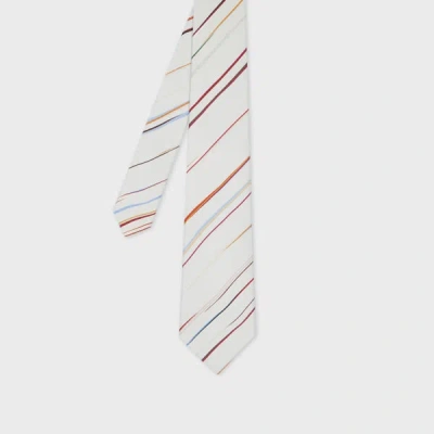 PAUL SMITH PALE BLUE DIAGONAL PIN 'SIGNATURE STRIPE' SILK TIE