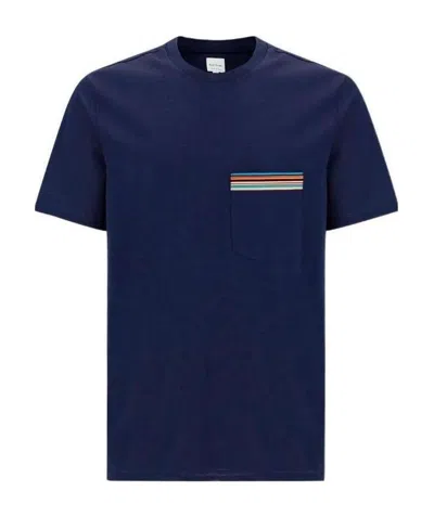 PAUL SMITH PS PAUL SMITH STRIPE PRINTED CREWNECK T-SHIRT