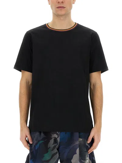 PAUL SMITH PAUL SMITH STRIPES LOGO COLLAR T-SHIRT