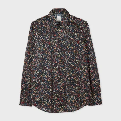 PAUL SMITH TAILORED-FIT NAVY 'LIBERTY FLORAL' SHIRT BLUE