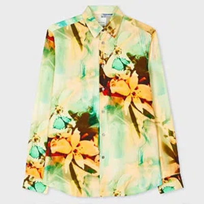 PAUL SMITH VISCOSE 'PAINTED PHOTOGRAPH' PRINT SHIRT GREEN