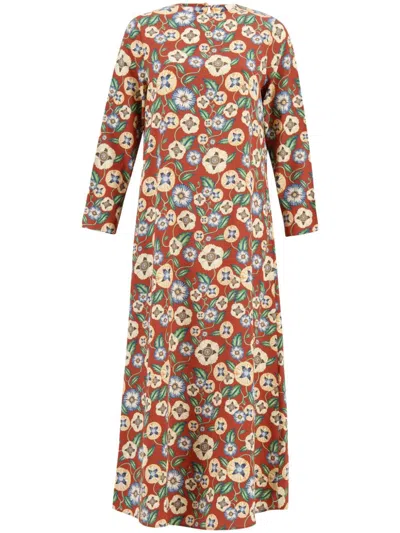 PAULA PRINTED SILK MIDI DRESS