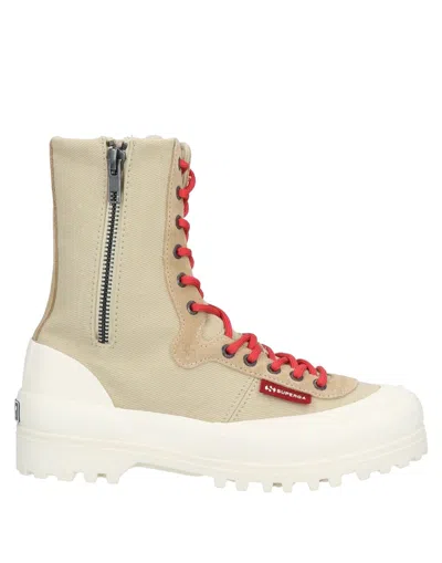 PAURA X SUPERGA PAURA X SUPERGA WOMAN ANKLE BOOTS SAND SIZE 6.5 COTTON, LEATHER