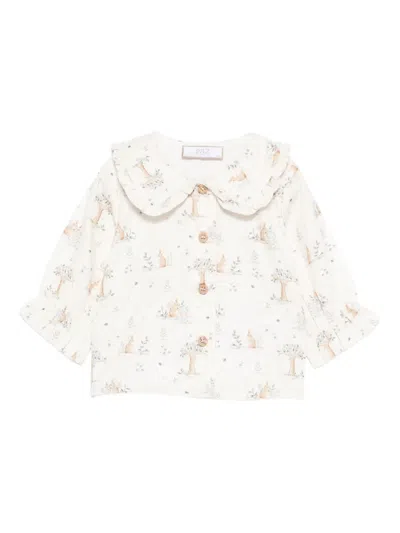 PAZ RODRIGUEZ RABBIT-PRINT RUFFLED BLOUSE