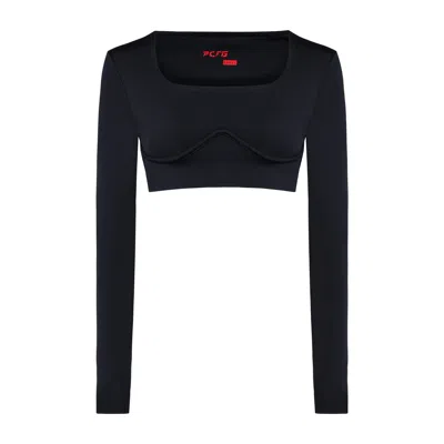 PCFG WOMEN'S FREE HEAVEN LONG SLEEVE CROP TOP - BLACK