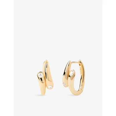 PDPAOLA WOMENS CARAMELLE 18CT YELLOW GOLD-PLATED STERLING-SILVER AND ZIRCONIA HOOP EARRINGS