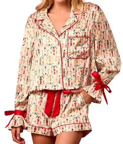 PEACH LOVE TOY SOLDIER PAJAMA SET IN IVORY/RED/GREEN
