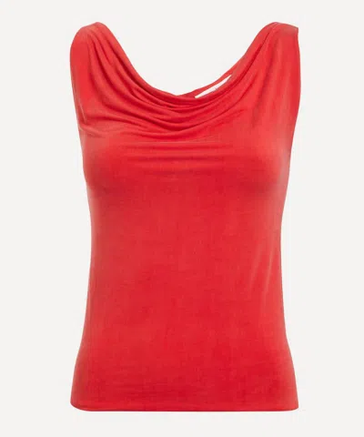 PEACHY DEN PEACHY DEN WOMEN'S KYLIE TOMATO COWL-NECK TOP