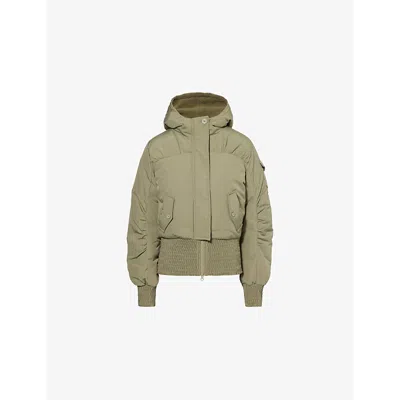 PEACHY DEN WOMENS SANDY PADDED SHELL BOMBER JACKET KHAKI