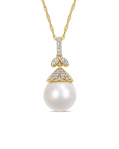 PEARLS 14K 0.1 CT. TW. DIAMOND & SOUTH SEA PEARL PENDANT