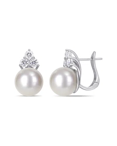 PEARLS 14K 0.96 CT. TW. DIAMOND & 11-12MM SOUTH SEA PEARL EARRINGS