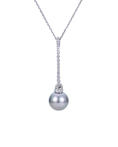 PEARLS IMPERIAL 14K 0.07 CT. TW. DIAMOND & 10-11MM TAHITIAN PEARL NECKLACE