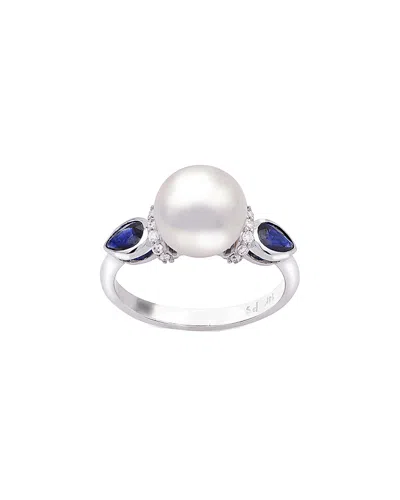 PEARLS IMPERIAL 14K 0.60 CT. TW. SAPPHIRE & 9-9.5MM AKOYA PEARL RING