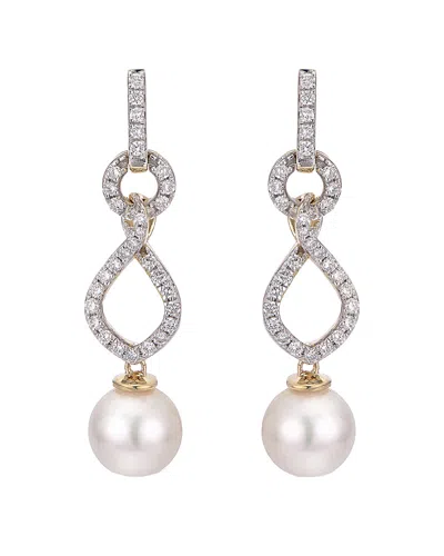 PEARLS IMPERIAL 14K 0.62 CT. TW. DIAMOND & 8.5-9MM AKOYA PEARL EARRINGS