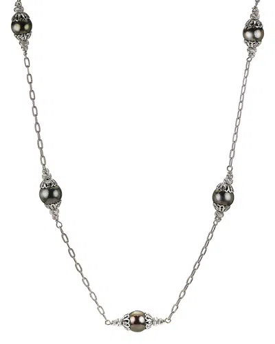 PEARLS IMPERIAL BRILLANCE SILVER 9-10MM TAHITIAN PEARL NECKLACE