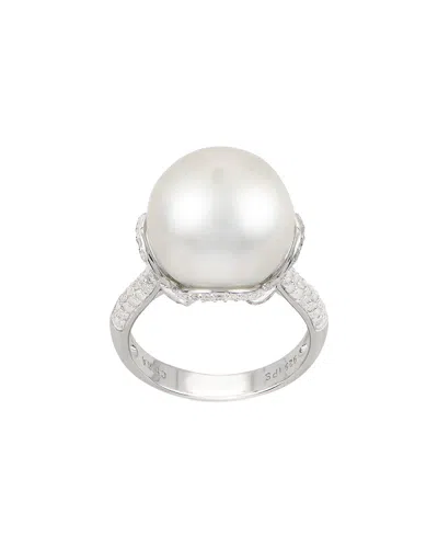 PEARLS IMPERIAL WINDSOR SILVER 0.70 CT. TW. DIAMOND & 14-15MM FRESHWATER PEARL RING