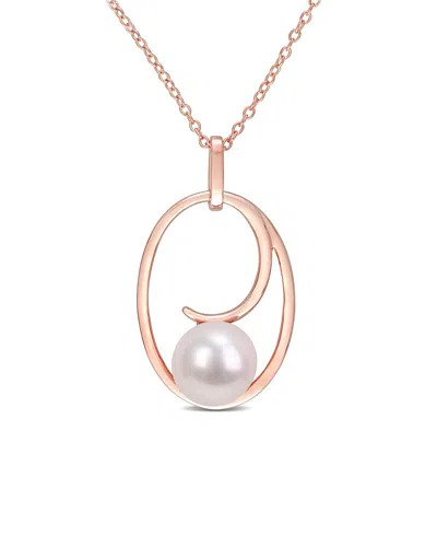 PEARLS SILVER 9-9.5MM FRESHWATER PEARL OVAL DROP PENDANT NECKLACE