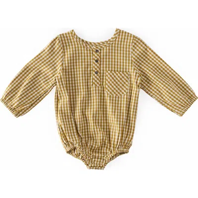 PEHR PEHR GINGHAM CHECK LONG SLEEVE ORGANIC COTTON BODYSUIT
