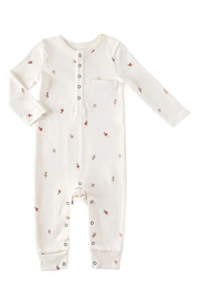 PEHR PEHR PRINT LONG SLEEVE ORGANIC COTTON HENLEY ROMPER