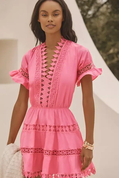 PEIXOTO PEIXOTO EMBROIDERED LACE COVER-UP MINI DRESS