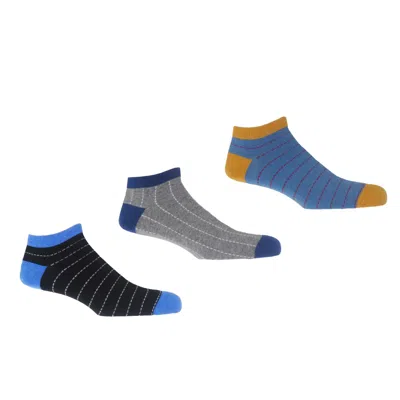 PEPER HAROW - MADE IN ENGLAND DASH MEN'S TRAINER SOCKS BUNDLE - BLACK, GREY & BLUE