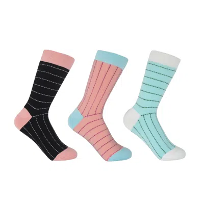 PEPER HAROW - MADE IN ENGLAND DASH WOMEN'S SOCKS BUNDLE - BLACK, PINK & MINT