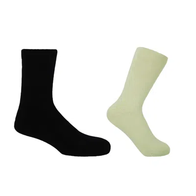 PEPER HAROW - MADE IN ENGLAND MEN'S BLACK / NEUTRALS HIS AND HERS PLAIN BED SOCKS - BLACK & CREAM