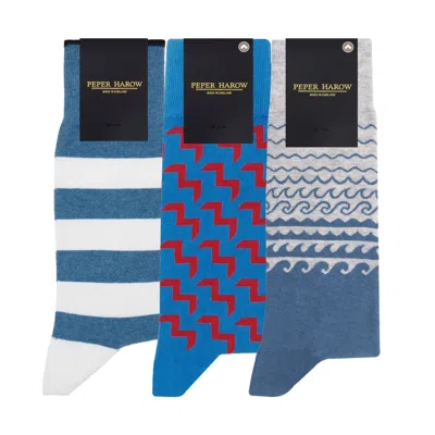 PEPER HAROW - MADE IN ENGLAND MEN'S ORGANIC SOCKS BUNDLE - BLUE