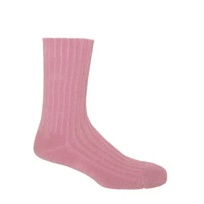 PEPER HAROW - MADE IN ENGLAND PINK / PURPLE RIBBED MEN'S BED SOCKS – PINK