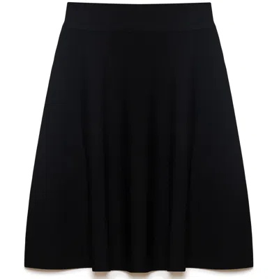 PERALUNA WOMEN'S BLACK MICHELE RUFFLED MINI KNIT SKIRT