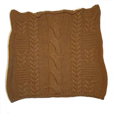 PERALUNA WOMEN'S BROWN CABLE KNIT CASHMERE BLEND KNIT NECK WARMER IN CAMEL