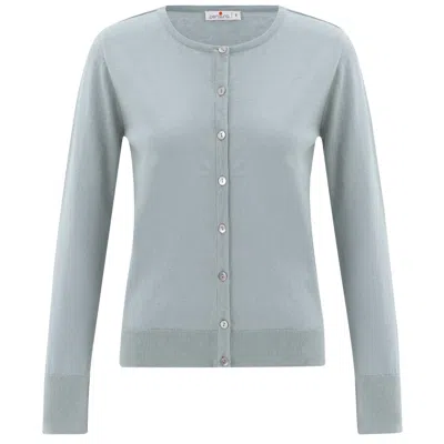 PERALUNA WOMEN'S GREEN CLASSIC BASIC O-NECK KNITWEAR CARDIGAN - JUNGLE MIST