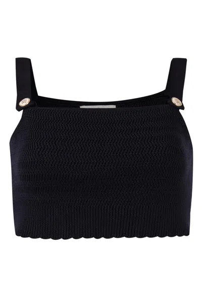 PERALUNA WOMEN'S IRIS KNITTED BRALETTE IN BLACK