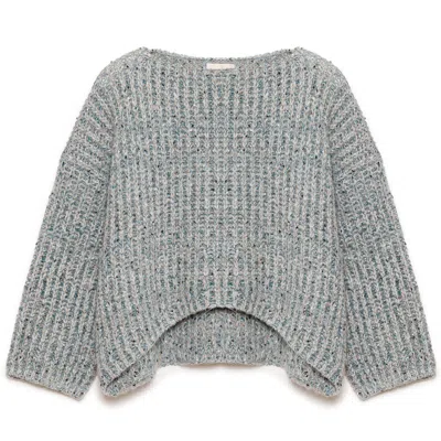 PERALUNA WOMEN'S MAGGIE THESSALONIKI KNIT SUBTLE GLITTERED JUMPER IN GREY