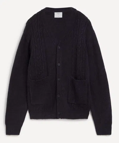 PERCIVAL PERCIVAL MENS NAVY CABLE STRIPE WOOL CARDIGAN