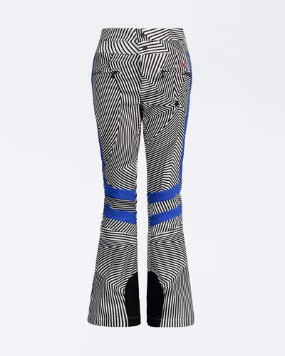 PERFECT MOMENT WOMEN'S STAR-PRINT HIGH-WAIST AURORA FLARE PANT, SKI PANTS, B&W WARPED STAR, S