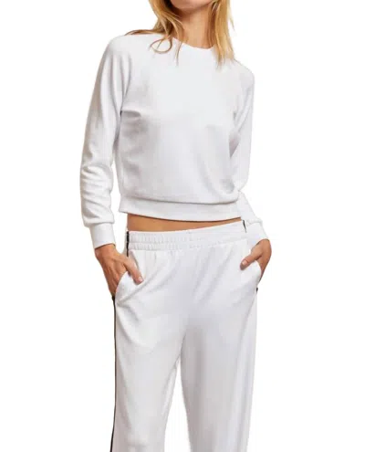 PERFECTWHITETEE BLAIR TRAVEL FITTED RAGLAN SWEATSHIRT IN WHITE